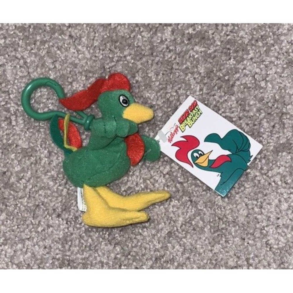 Kellogg's Breakfast Bunch Cornelius CORNY Rooster Bean Bag‎ Plush Keychain 1997